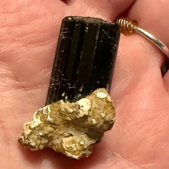 Black Tourmaline terminated with an illuminati symbol excellent and large